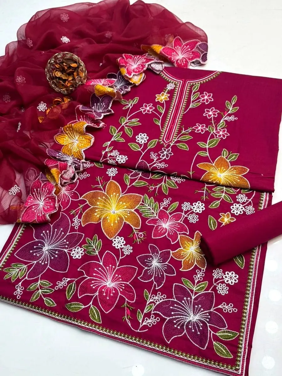 Cross Stitch Embroidered Lawn