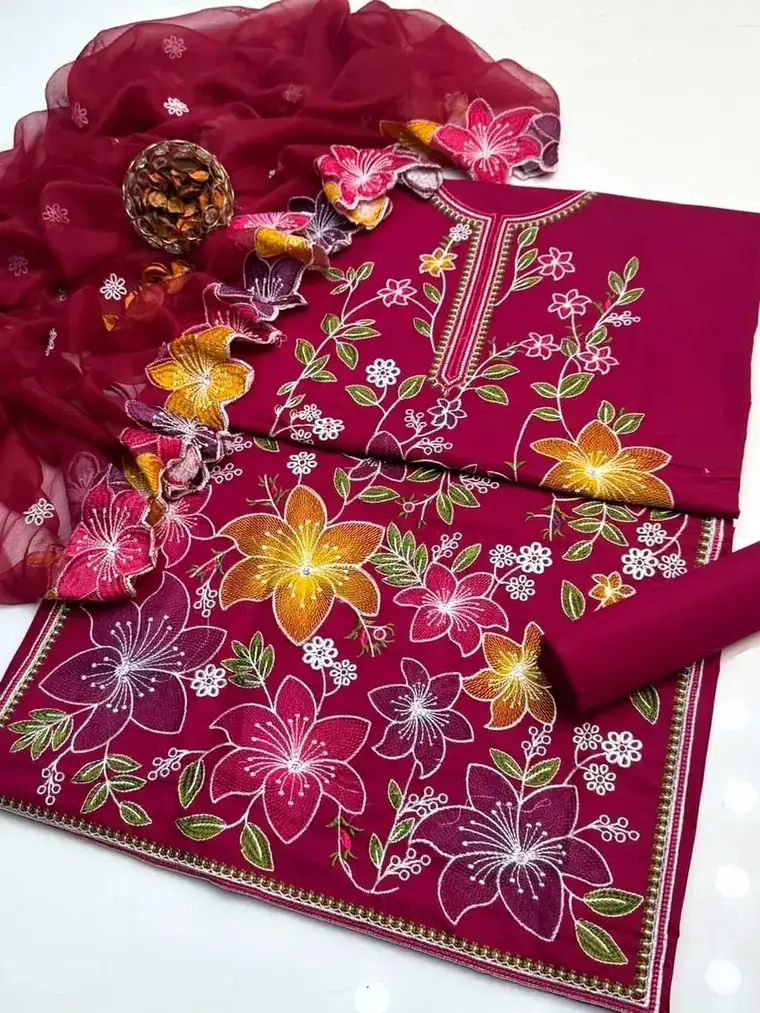 Cross Stitch Embroidered Lawn