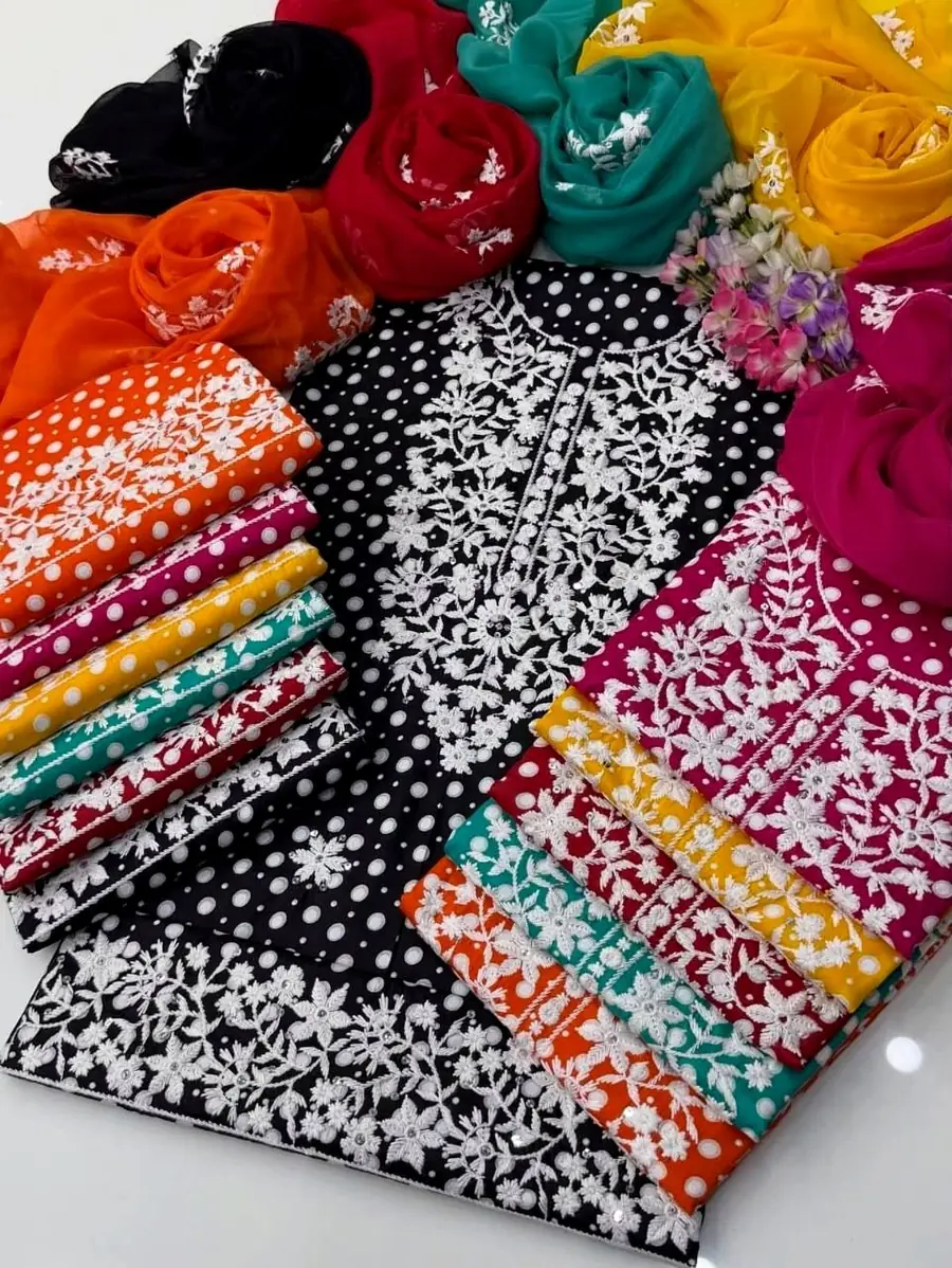 Polka Sequence Embroidered Lawn