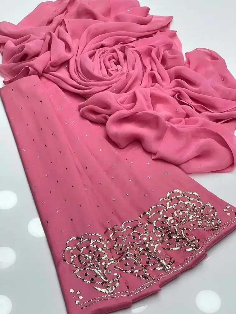 Rose Gold Mukesh Lawn Ensemble