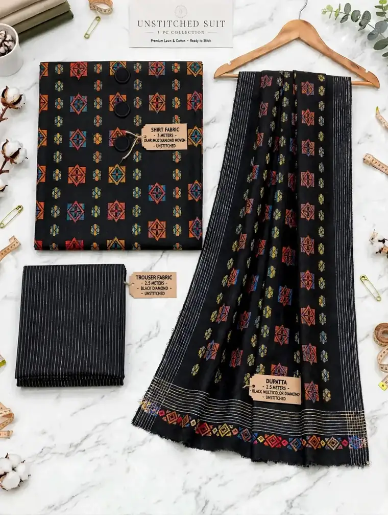 Soft Khaddar — Jacquard Work & Striped Trouser