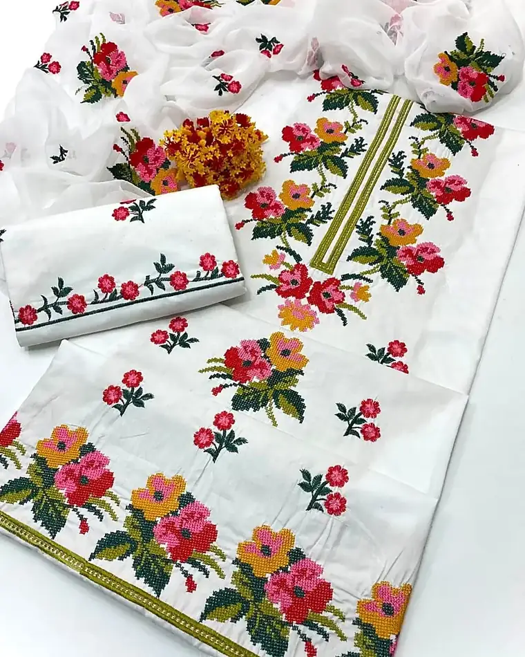 Mid Season Cotton Cross Stitch Suit