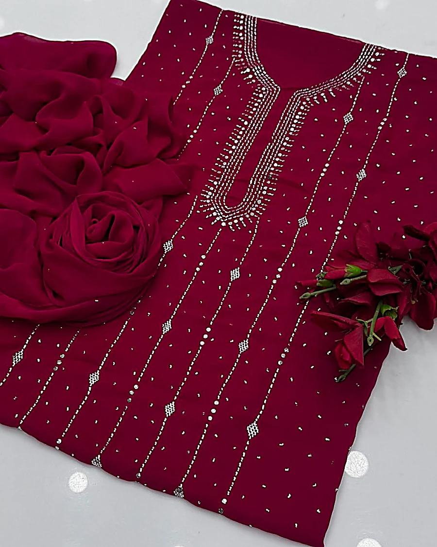 Diamond Geometric Mukaish Suit